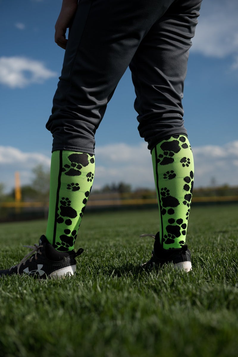 MadSportsStuff Crazy Socks with Paws Over the Calf (Multi-Neon/Black, Small) - Image 5